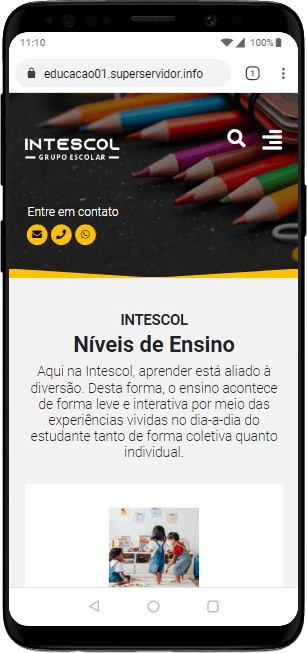 Modelo de Site educacional para escolas particulares, colégios, creches, centros de ensino e escolas infantis